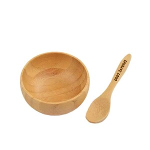 Personalized Customize Your Logo-Handmade Natural Bamboo face pack bowl face pack spoons makeup set