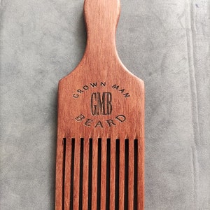 Personalized Customize logo-Handmade Red Wooden Comb Wide Tooth Comb Afro Comb Beard Care Comb Fork Combs Pick Combs for men grooming
