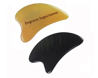 Personalisiertes Ochsen Horn Gua Sha Werkzeug: Lasergravierte Spa-Massagekarte