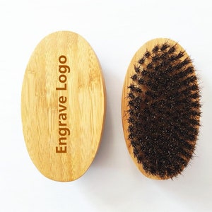 Personalized Boar Bristle Beard Brush: Handmade Bamboo Handle, Custom Engraved