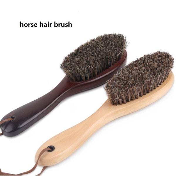 Logo personnalisé : brosse en crin de cheval faite main, brosse à manteaux en bois, brosse à chaussures, brosse à cheveux