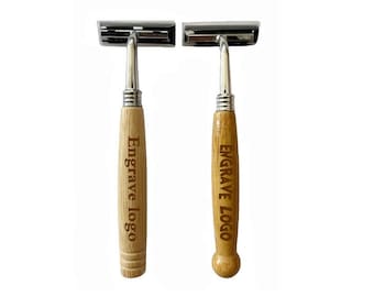 Personalisierter Bambusrasierer: Gravierter Bambusrasierer mit austauschbarer Klinge als Rasiergeschenk