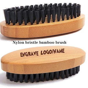 Custom Logo Bamboo Beard Brush - Nylon Bristle Grooming Brush