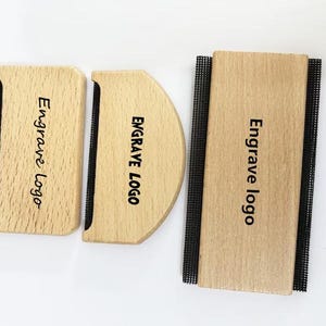 Quitapelusas portátil de madera de haya hecho a mano con logotipo personalizado, para quitar pelusas, ropa de mascotas reutilizable, afeitadora de pelusas, suéter, peine de cachemira