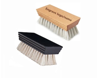 Personalized Beech Wood Brush: Laser Engraved Logo, Horse Hair Bristles coat shoe care