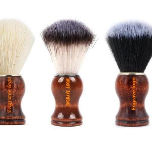 Personalized Shaving Brush: Handmade Wood Handle, Custom Logo