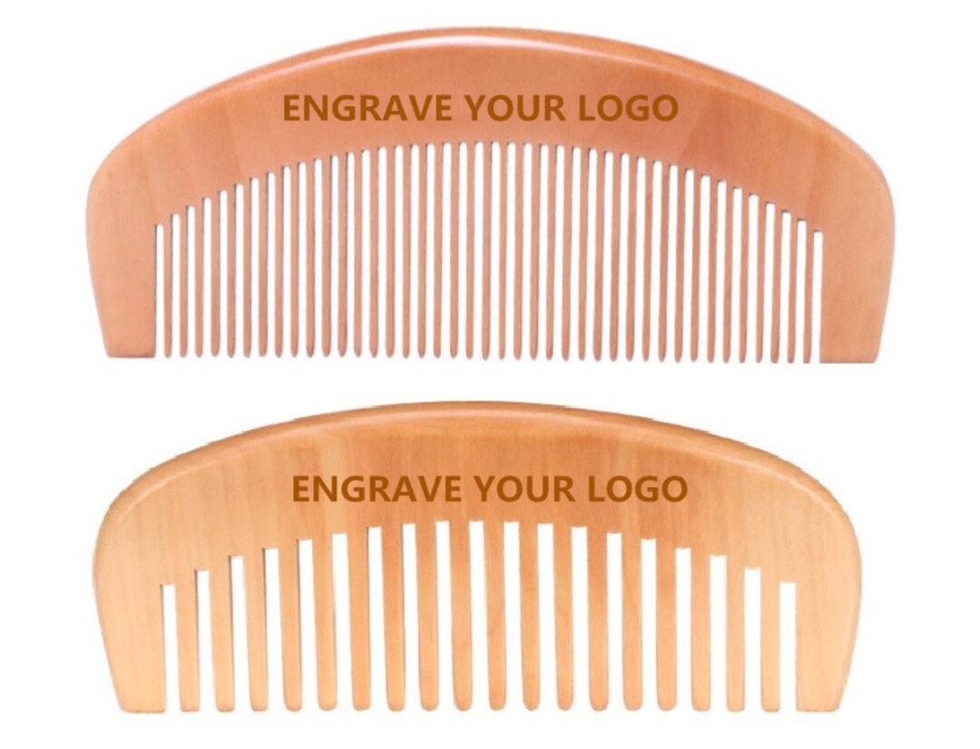 Custom Combs Personalized Peach Wood Comb: Custom Engraved Logo, Beard & Hair Brush ...