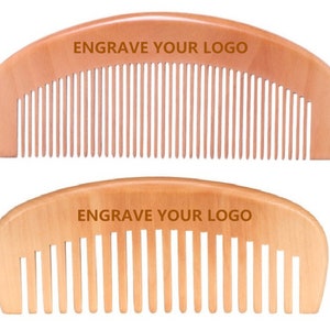 Personalized Customize Logo-Peach Wood Comb Wide/Fine Tooth Beard Care Comb For Hair/Beard Care Grooming Tool