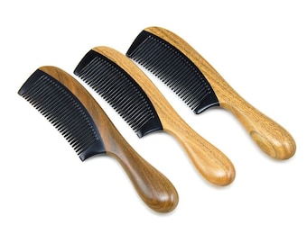 Customize Logo- Greensandalwood+Ox Horn Combs For Men Beard Women beard Hair makeup gift