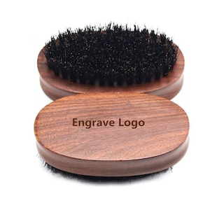 Personalized Customize Logo-HandmadeGoldensandalwood Handle Boar Bristle Brush For Men Beard Care Makeup Grooming