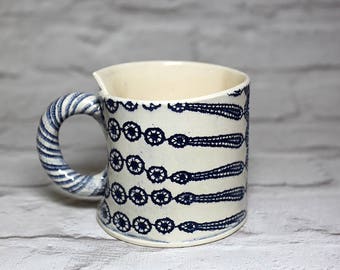 Coffee Cup in Indian Summer horizontal stripe design