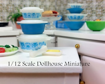 Pyrex Blue Horizon Bakeware -  This is a 1:12 scale Dollhouse Miniature