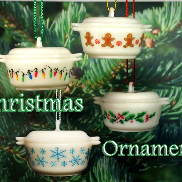 Adornos para árbol de Navidad con temática de Pyrex