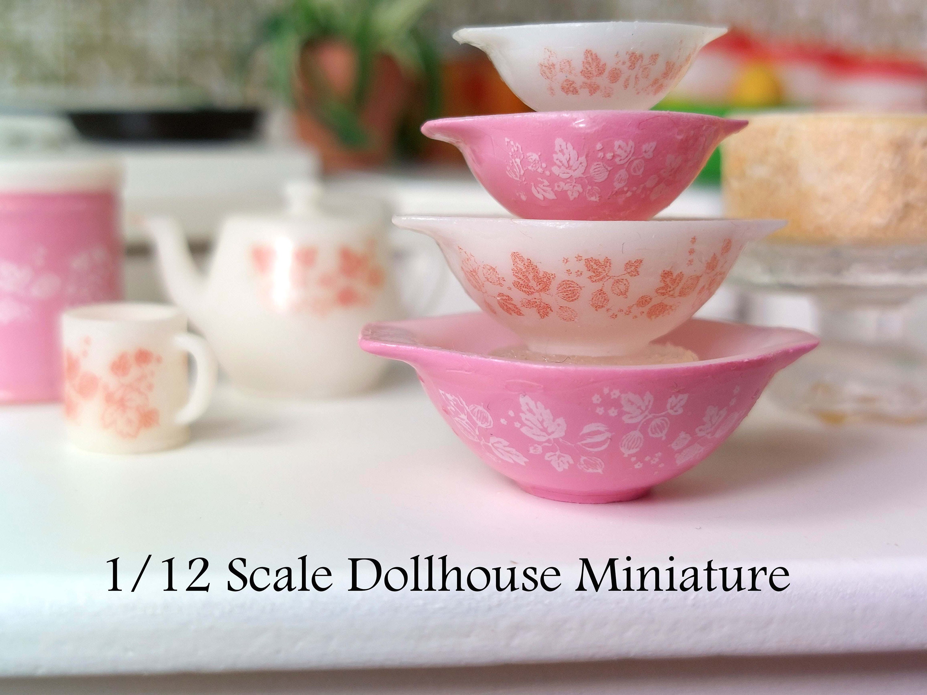 Cinderella Gooseberry Pink and White Pyrex Bowl Set - This is a 1 Cinderella Gooseberry Pink and White Pyrex Bowl Set - This is a 1