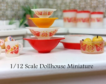 Cinderella Lovebirds/Friendship Pyrex Bowl Set - this is a 1:12 scale Dollhouse Miniature