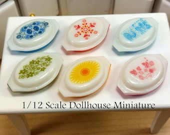 Pyrex Divided Bowls - this is a 1/12 scale Dollhouse Miniature