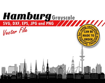 Hamburg Layered Skyline Svg. Dxf, Png, Jpg, Eps. Detailed City Silhouette for Cutting, Printing. DIY Gift, Wall Decor, Shadow Box Design.