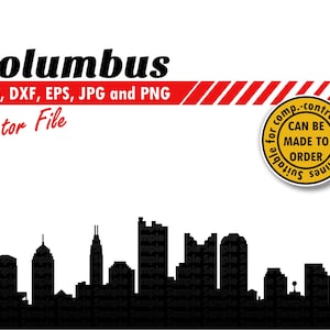 Columbus Skyline Svg, eps, dxf, jpg, png. Imagen prediseñada de silueta urbana y archivo de corte. Ohio DIY Regalo para el día B, Pegatina de rascacielos, Impresión en la pared