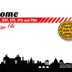 Rome Skyline Svg, Dxf, Eps, Jpg, Png-bestand | Cityscape Silhouette Vector Cutting File | Stad DIY Gift, Planner, Scrapbook, Wall Print Decor
