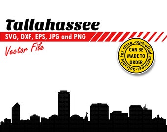 Tallahassee Skyline Svg, Eps, Dxf, Jpg, Png. City Silhouette Cutting Vector File. DIY Gift, Laser, T-shirt, Card Stock, Wall Print Design.