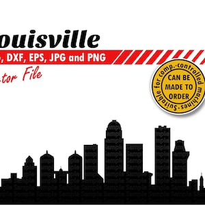 Archivos SVG, DXF, EPS, JPG y PNG del horizonte de Louisville / Archivo de corte de silueta de ciudad vectorial