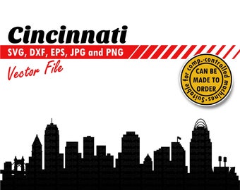 Cincinnati Skyline Svg, Dxf, Eps, Jpg & Png File | Ohio City Silhouette Vector Cutting File | The Queen City Greeting Card, Scrapbook Decor