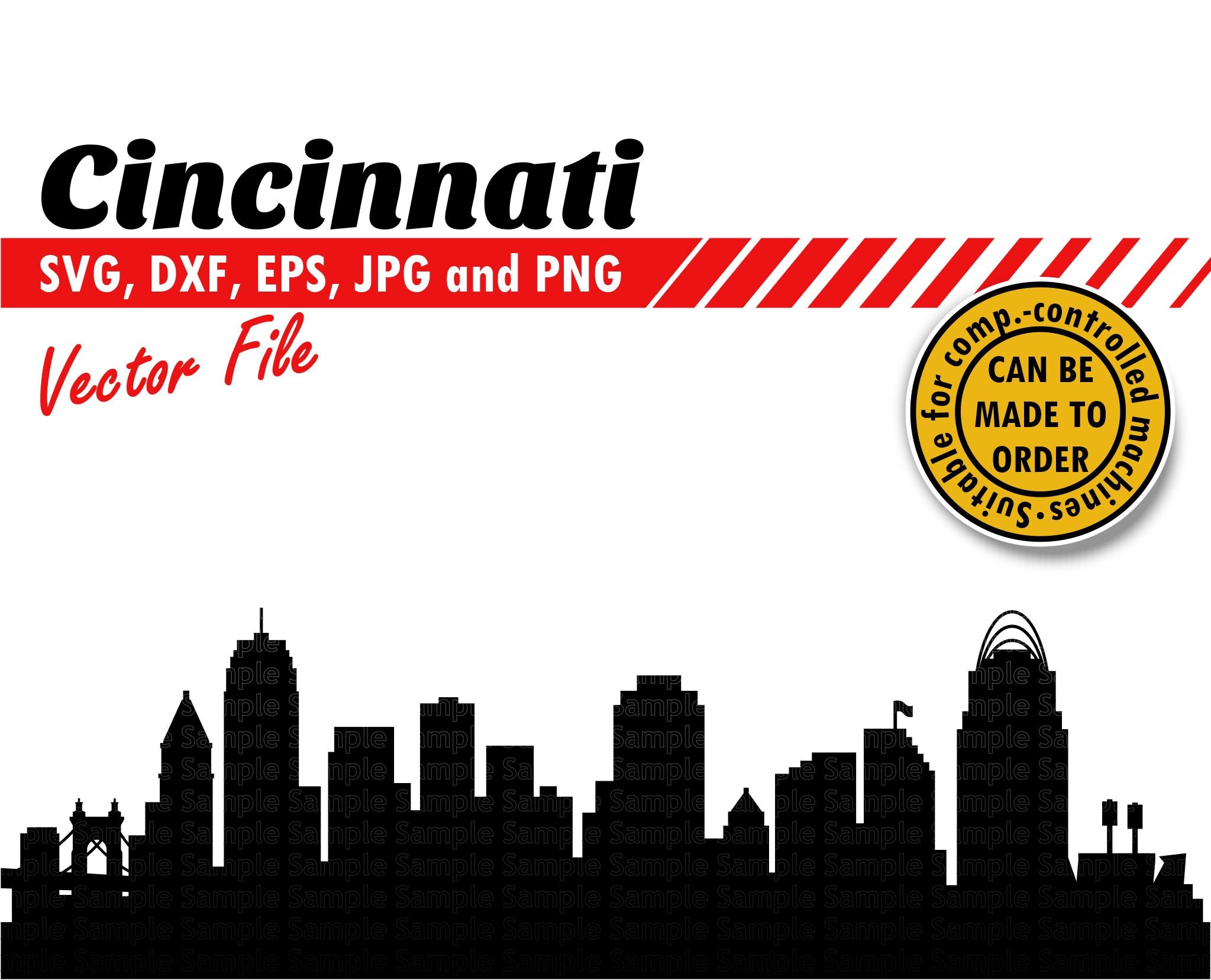 Download Cincinnati City Ohio Skyline Outline Silhouette Vector Svg Eps Jpg Png Art Collectibles Drawing Illustration Vadel Com