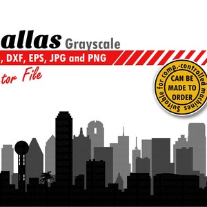 Dallas Layered Skyline Svg, Eps, Dxf, Jpg, Png. City Silhouette Cutting & Printing File. Shadow Box, DIY Gift, T-shirt Design, Wall Decor.