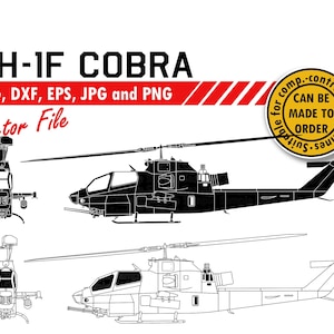 Ah 1F Cobra helikopter Svg, Dxf, Eps, Jpg, Png. Vliegtuigen clipart & cut-bestand. USAF leger veteraan DIY cadeau, plaquette, teken, muur print ontwerp