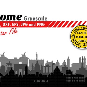 Horizonte em camadas de Roma Svg, Eps, Dxf, Jpg, Png. Paisagem urbana para corte, impressão. Presente DIY, caixa de sombra, camiseta, cartolina, design de impressão de parede.