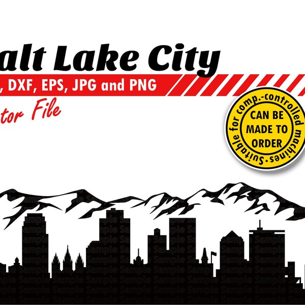Salt Lake City Skyline Svg, Eps, Dxf, Jpg, Png. Cityscape for Printing & Cutting. DIY Gift, T-shirt, Card Stock Template, Wall Print Design.
