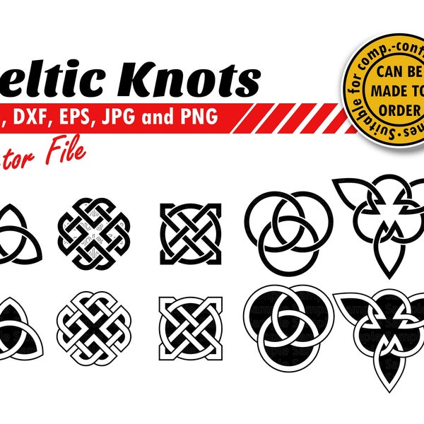 Celtic Knots Svg, Dxf, Eps, Jpg & Png. Endless Mystic Knots Vector Cutting File. DIY Gift, Sign Celtic Decoration, Tattoo Design, Wall Print