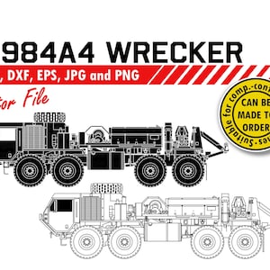 M984A4 Wrecker Svg, Dxf, Eps, Jpg, Png. 8x8 Truck Clipart & Cutting File. Army Retirement DIY Gift, Veteran T-shirt, Mug, Wooden Sign Design