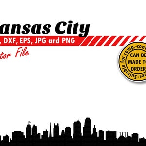 Kansas City Wide Skyline Svg, Dxf, Eps, Jpg en Png Bestand. City Silhouette Vector voor snijden. Missouri DIY Gift, Planner Sticker, Muur Print