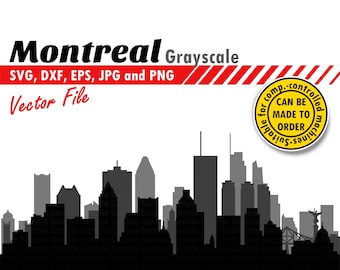 Arquivo SVG, EPS, DXF, JPG e PNG com o horizonte de Montreal em várias camadas. Ideal para recorte e impressão. Perfeito para caixas de sombra, presentes DIY, estampas para camisetas e impressões de parede.