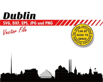 Skyline de Dublin (SVG, EPS, DXF, JPG, PNG), arquivo digital para recorte e impressão.