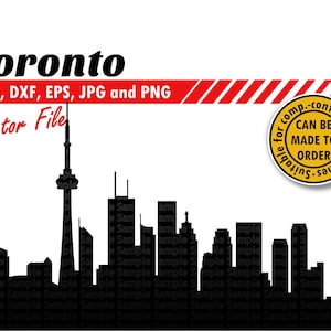 Toronto Skyline Svg, Eps, Dxf, Jpg & Png. City Silhouette Vector Cutting File. Canada DIY Gift, Downtown Decor for Scrapbook, Planner, Wall