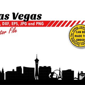 Skyline di Las Vegas Svg, Eps, Dxf, Jpg, Png. Sagome di attrazioni della città del Nevada per la stampa, il taglio. Regalo fai da te, maglietta, design con stampa a parete.