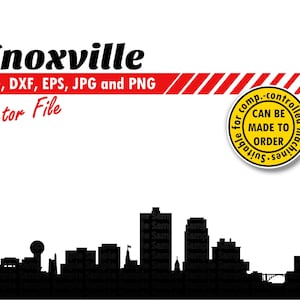Knoxville Skyline Svg, Eps, Dxf, Jpg, Png. City Silhouet voor afdrukken &snijden bestand. B-day DIY Gift, Laser, T-shirt, Wall Print Design.