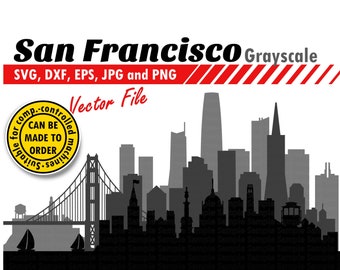 San Francisco Layered Skyline Svg, Dxf, Png, Jpg, Eps. San Fran City Silhouette for Cutting and Printing. CA DIY Gift, Wall Decor Design.