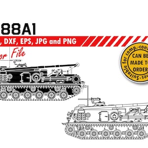 M88A1 Recovery Vehicle Svg, Dxf, Eps, Jpg, Png. Armor Vehicle Silhouette Vector Cutting File. US Army Veteran DIY Gift, T-shirt, Mug, Sign