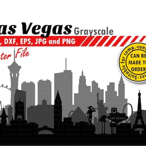 ラスベガスのレイヤード スカイライン SVG、DXF、PNG、Jpg、Eps。都市のシルエットのカットと印刷ファイル。都市の DIY ギフト、誕生日、カードストックのアイデア、壁プリント