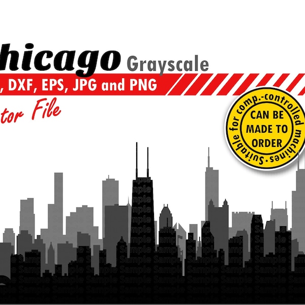 Chicago Layered Skyline Svg, Eps, Dxf, Jpg, Png. City Silhouette for Cutting & Printing. DIY Gift, Shadow Box, T-shirt, Wall Print Design. Chicago Layered Skyline Svg, Eps, Dxf, Jpg, Png. City Silhouette for Cutting & Printing. DIY Gift, Shadow Box, T-shirt, Wall Print Design.