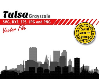 Tulsa Layered Skyline Svg, Eps, Dxf, Jpg, Png. OK City Silhouette for Cutting, Printing. DIY Gift, Shadow Box, T-shirt, Wall Print Design.