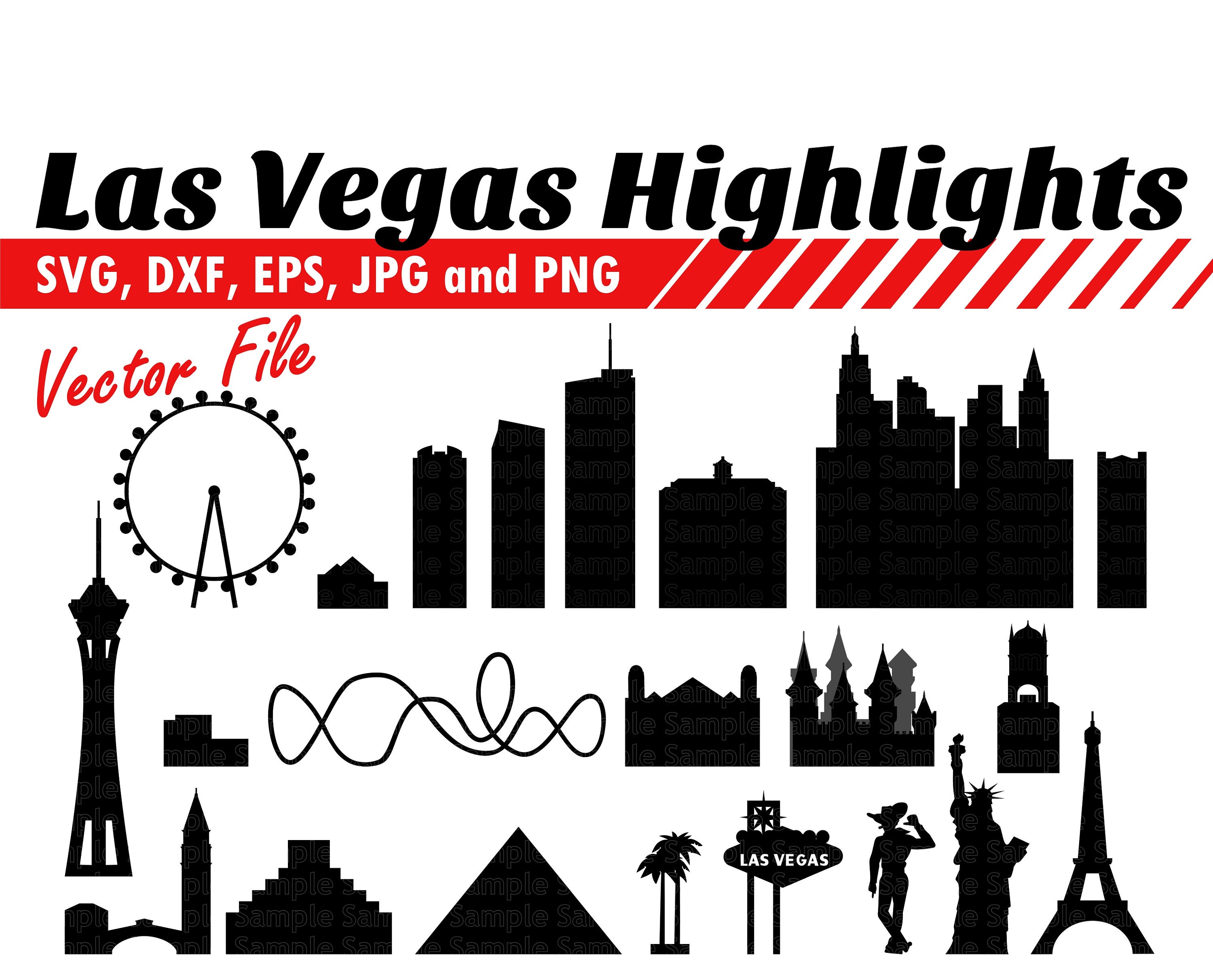 Download Las Vegas Attractions Svg Dxf Eps Png Jpg Downtown Etsy