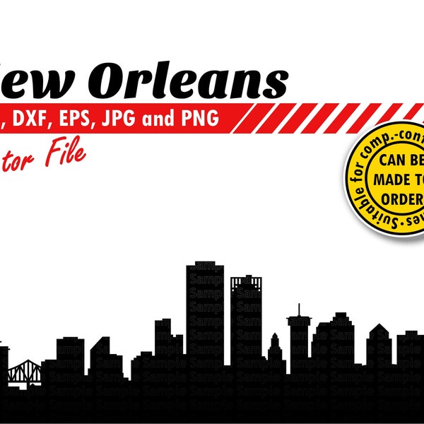 New Orleans Skyline Svg, Eps, Dxf, Jpg, Png. Urban Scenery Silhouette for Printing & Cutting. DIY Gift, Tumbler, T-shirt, Wall Print Design.