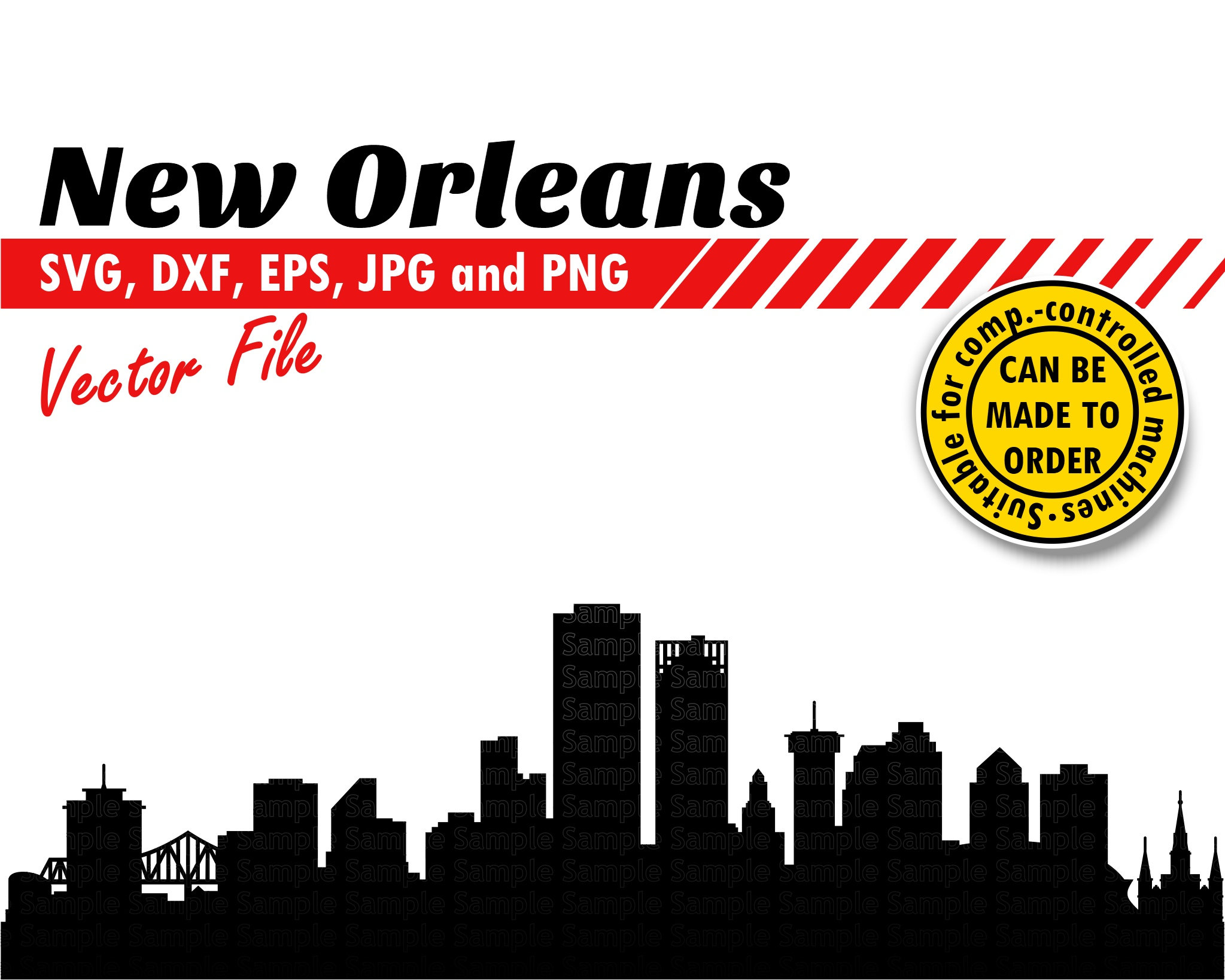 New Orleans Skyline Svg, Eps, Dxf, Jpg, Png. Urban Scenery Silhouette ...