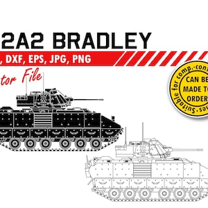 M2A2 Bradley Svg, Dxf, Eps, Jpg, Png. Detailed Blueprint Infantry Fighting Vehicle for Cutting. DIY Gift, Plaque, Sign, Wall Print Design.