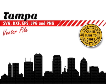 Tampa Skyline Svg, Dxf, Eps, Jpg & Png File. Vector City Silhouette Cutting File. Florida DIY Gift, Scrapbook Sticker, Cityscape Laser File