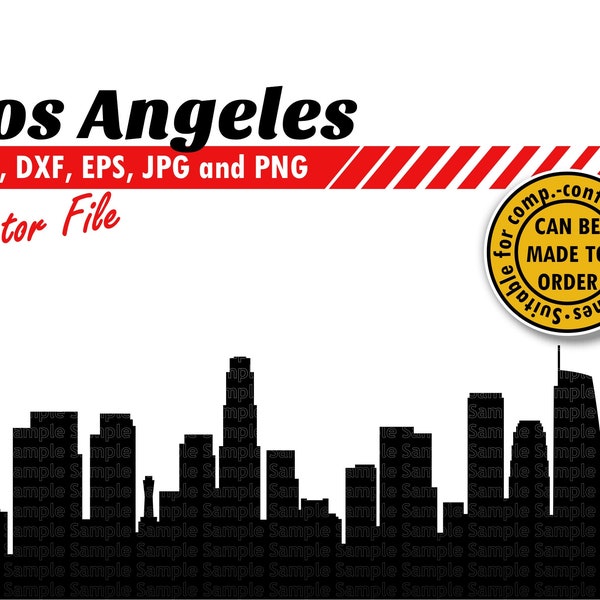 Los Angeles Skyline Svg, Dxf, Eps, Jpg, Png. City Silhouette Clipart & Cutting File. California DIY Gift, Planner Decor, Wall Print Design